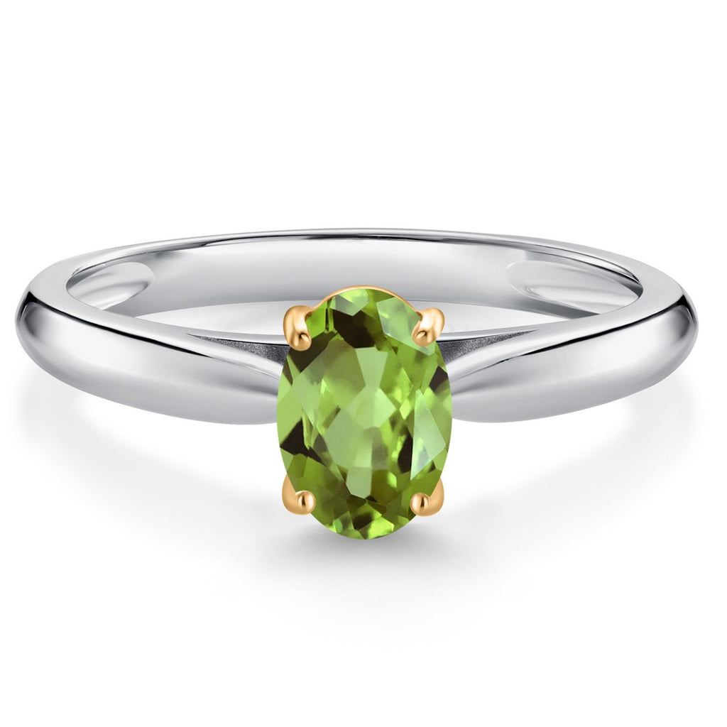 Peridot - August_8_Ring in 925 Sterling Silver and 10K Yellow Gold