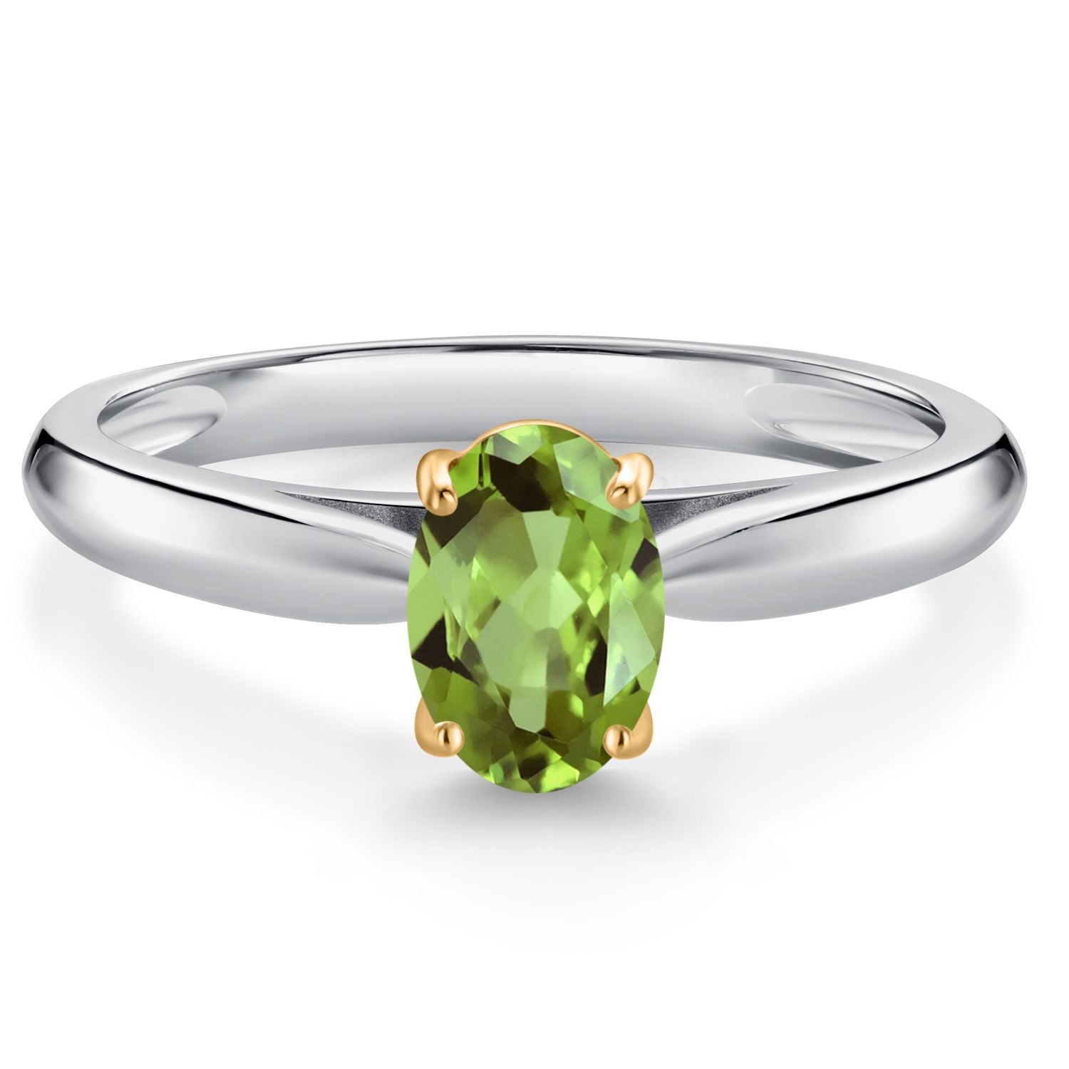 Peridot - August_7_Ring in 925 Sterling Silver and 10K Yellow Gold