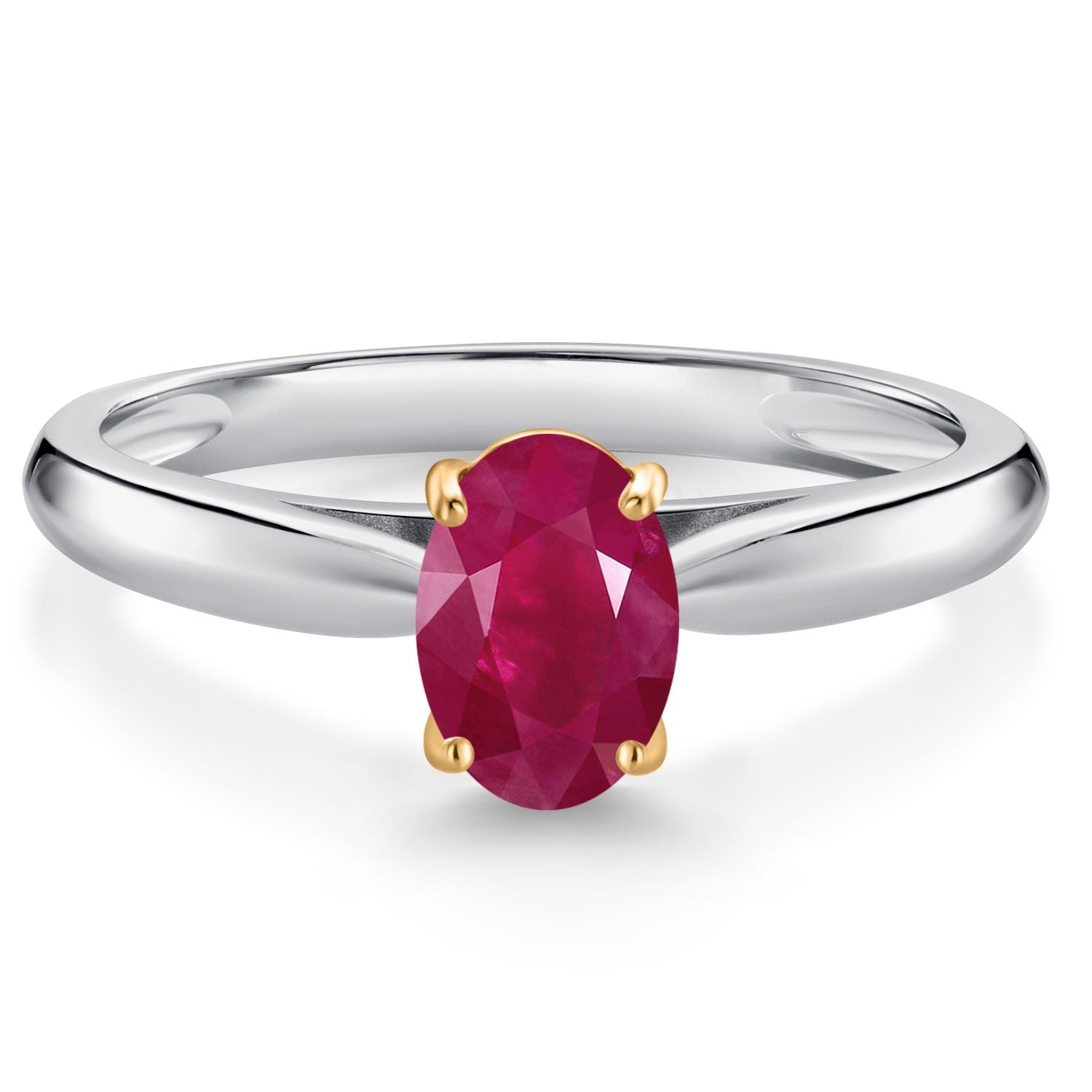 Ruby - July_5_Ring in 925 Sterling Silver and 10K Yellow Gold