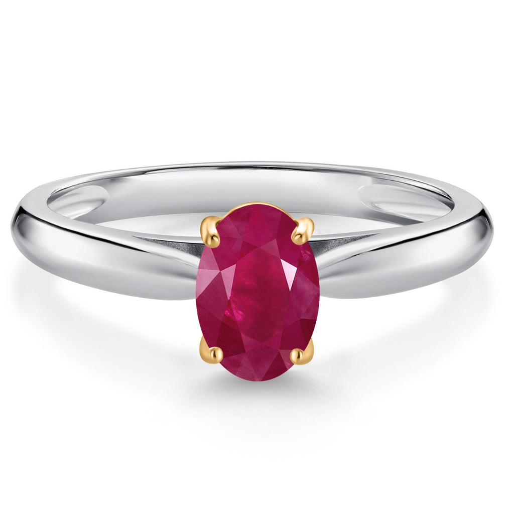 Ruby - July_8_Ring in 925 Sterling Silver and 10K Yellow Gold