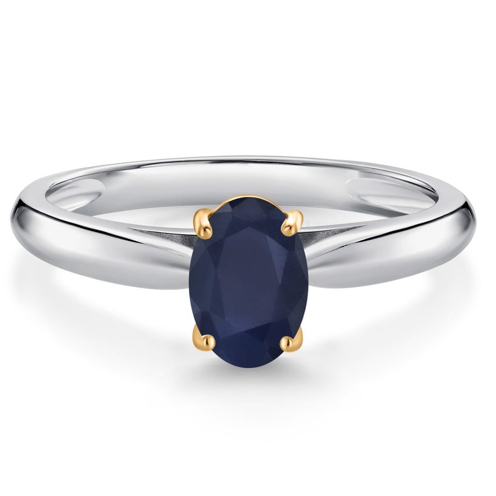 Blue Sapphire - September_7_Ring in 925 Sterling Silver and 10K Yellow Gold