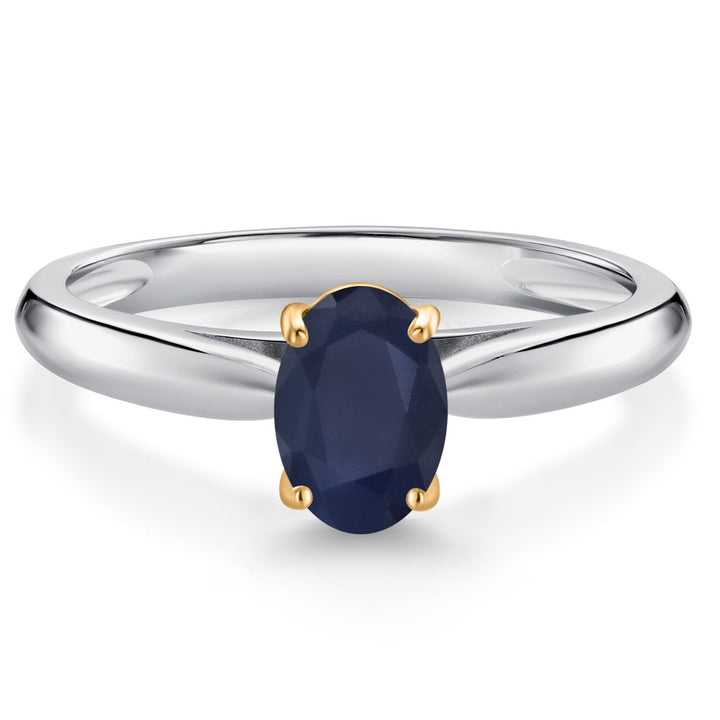 Blue Sapphire - September_8_Ring in 925 Sterling Silver and 10K Yellow Gold