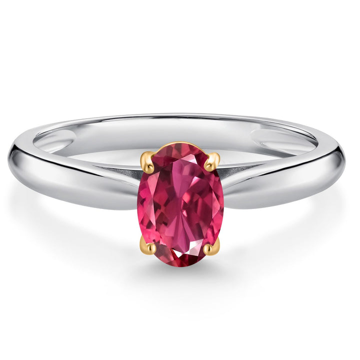 Pink Tourmaline - October_7_Ring in 925 Sterling Silver and 10K Yellow Gold