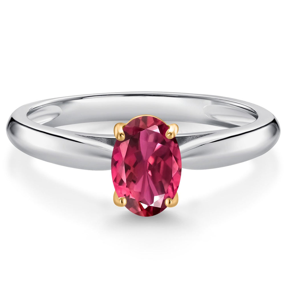 Pink Tourmaline - October_9_Ring in 925 Sterling Silver and 10K Yellow Gold