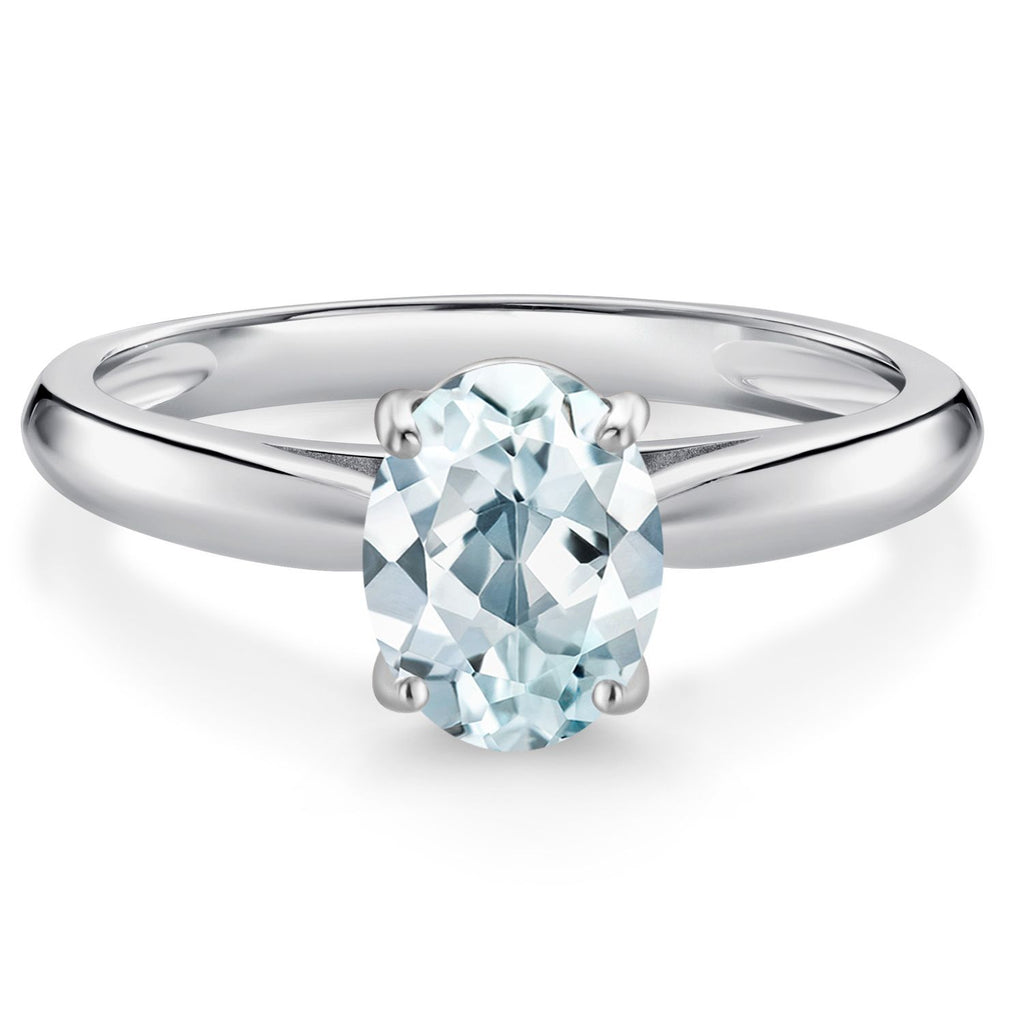 Aquamarine - March_5_Ring in 10K White Gold