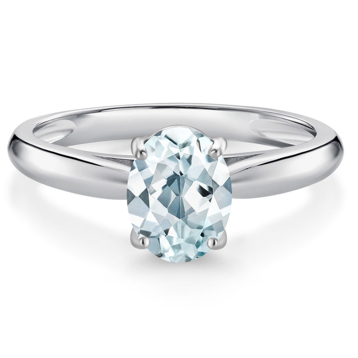 Aquamarine - March_5_Ring in 10K White Gold