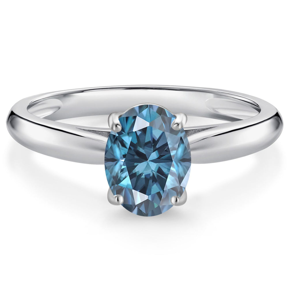 Persian Blue Moissanite - April_7_Ring in 10K White Gold