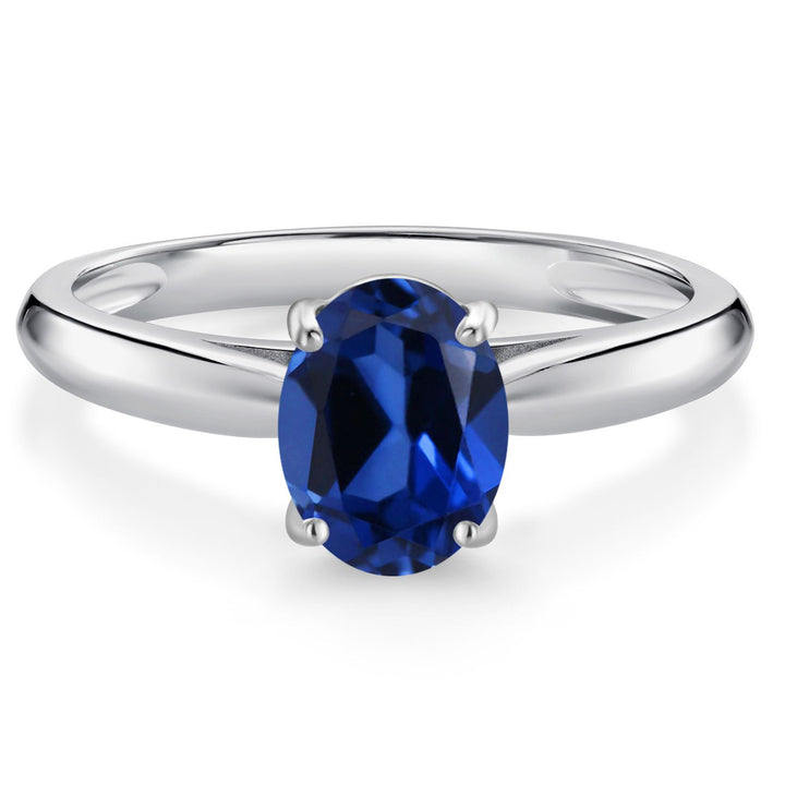 Blue Created Sapphire - September_7_Ring in 10K White Gold