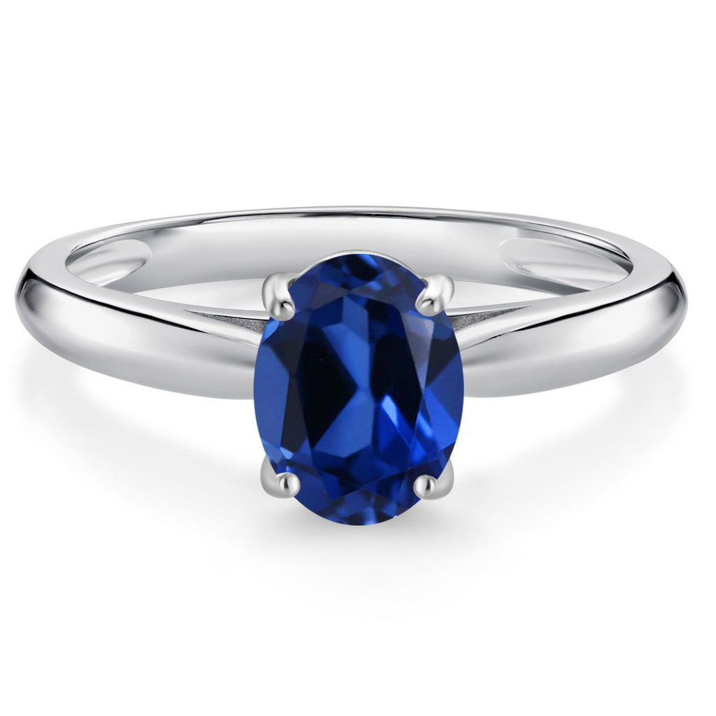 Blue Created Sapphire - September_5_Ring in 10K White Gold