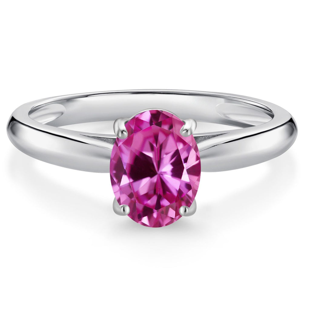 Pink Created Sapphire - September_9_Ring in 10K White Gold