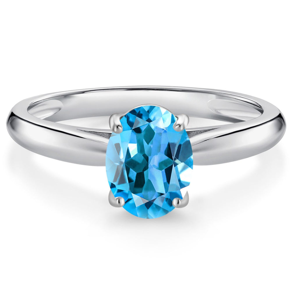 Swiss Blue Topaz - November_6_Ring in 10K White Gold