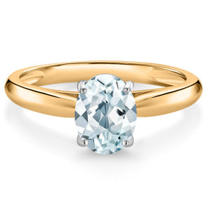 Aquamarine - March_5_Ring in 10K Two Tone Gold