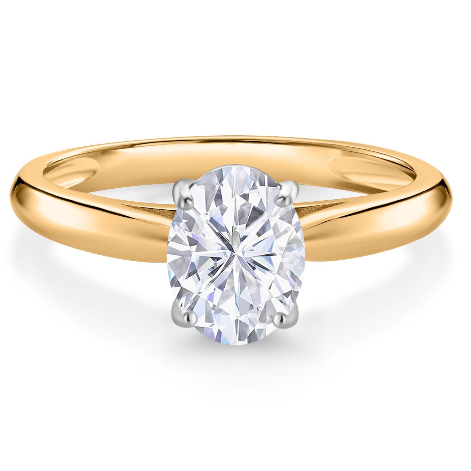 White Moissanite - April_8_Ring in 10K Two Tone Gold