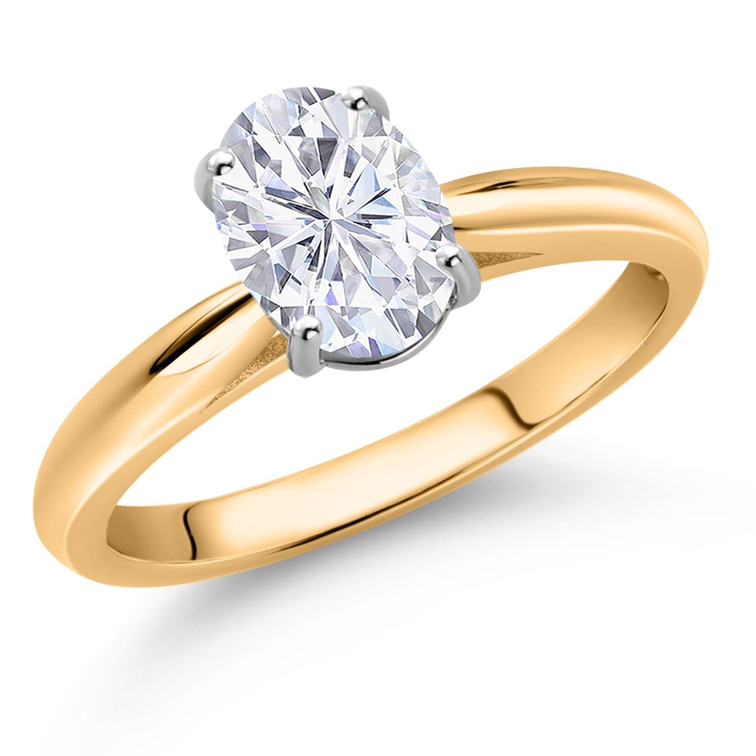 Moissanite_7_Ring in 10K Two Tone Gold