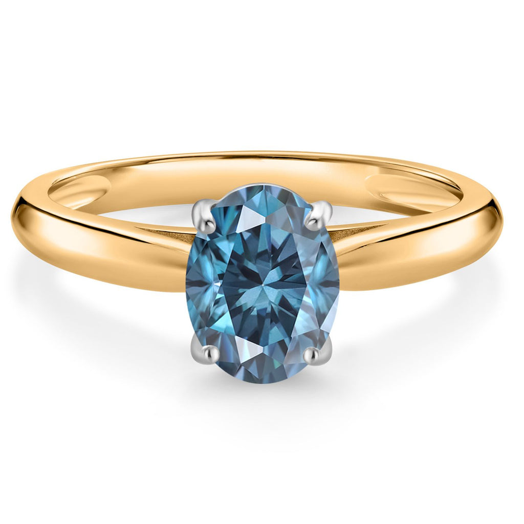 Persian Blue Moissanite - April_8_Ring in 10K Two Tone Gold