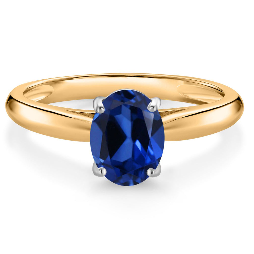 Blue Created Sapphire - September_5_Ring in 10K Two Tone Gold