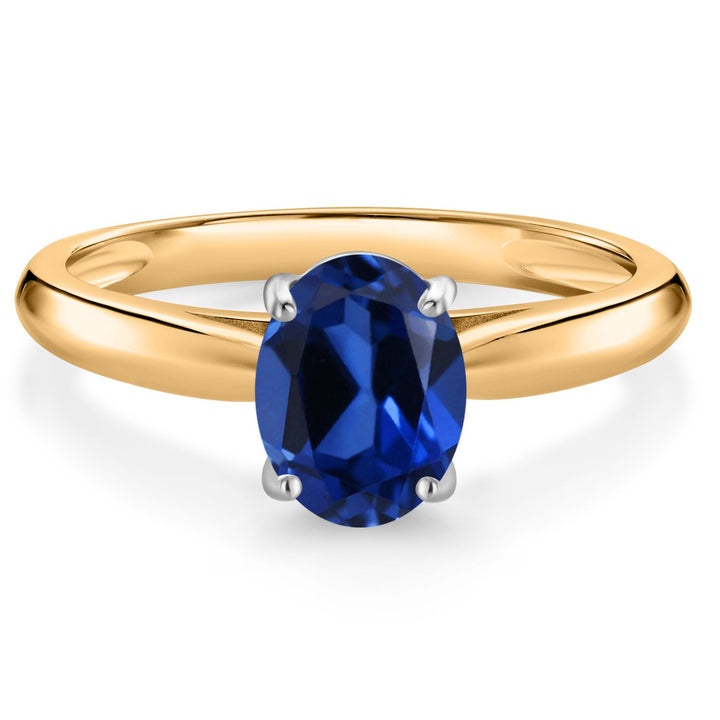 Blue Created Sapphire - September_5_Ring in 10K Two Tone Gold