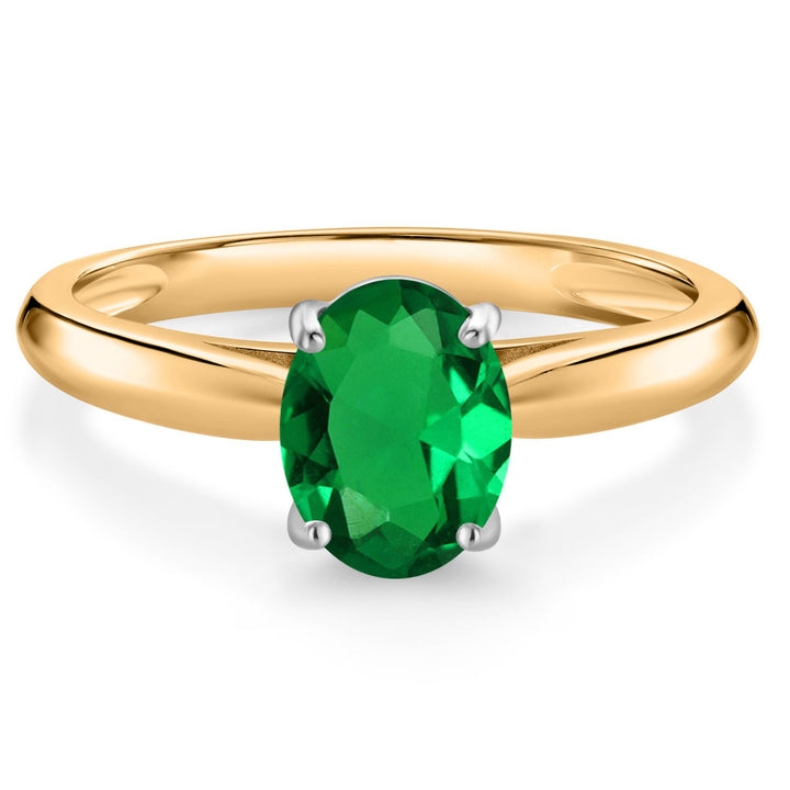 Nano Emerald - May_5_Ring in 10K Two Tone Gold