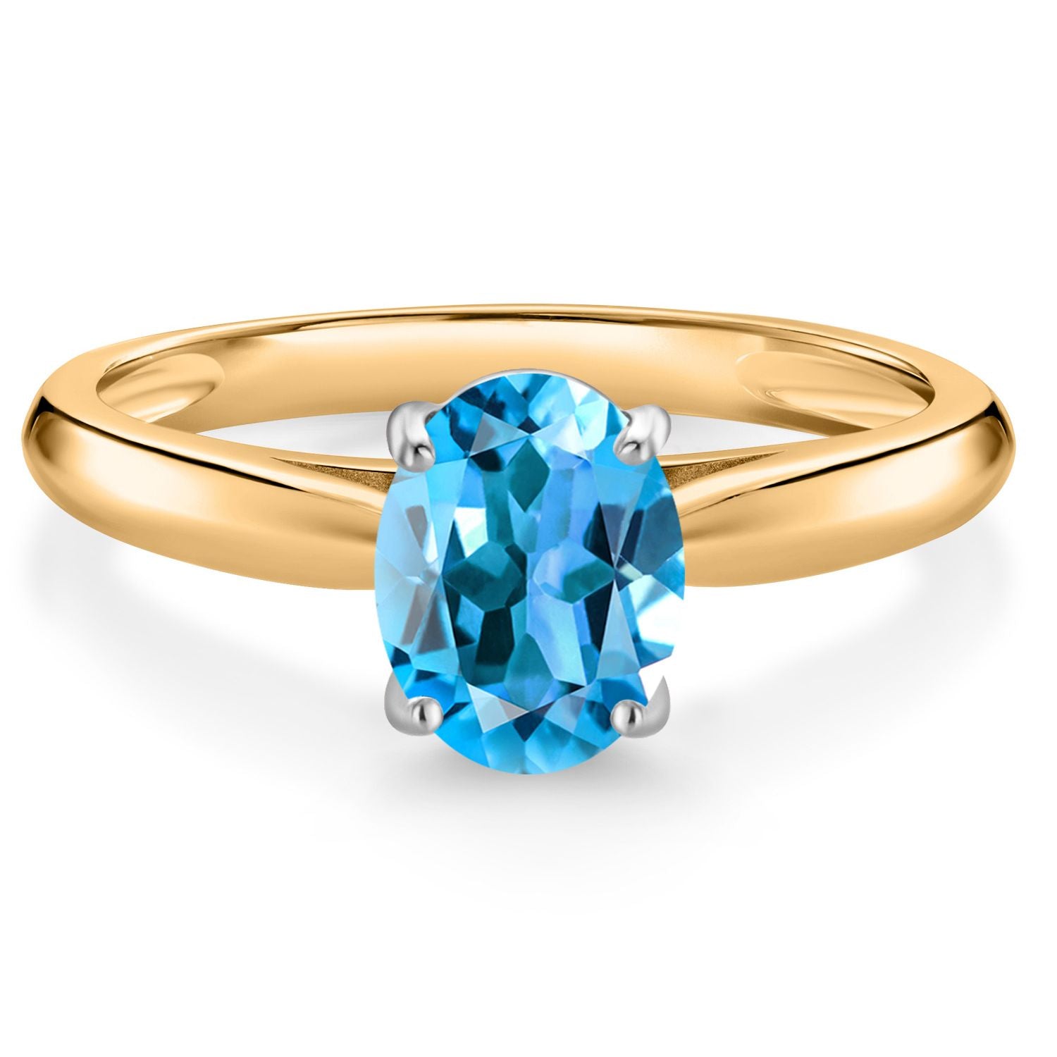 Swiss Blue Topaz - November_8_Ring in 10K Two Tone Gold