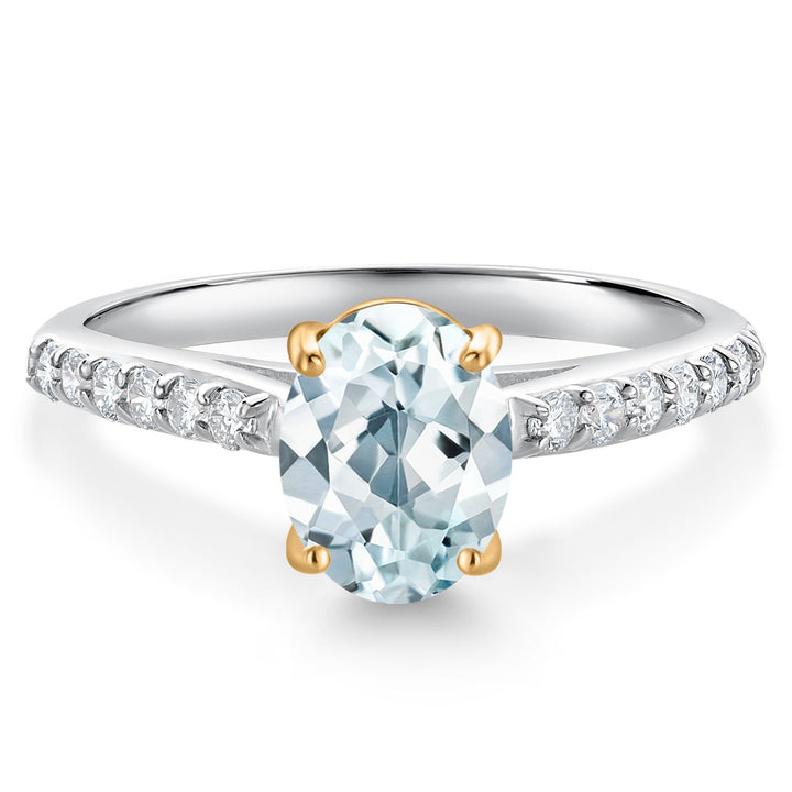 Aquamarine - March_5_Ring in 10K Two Tone Gold