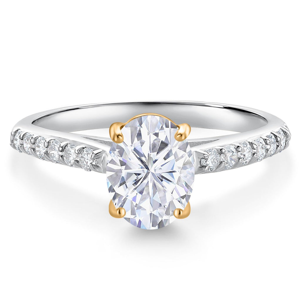 White Moissanite - April_9_Ring in 10K Two Tone Gold