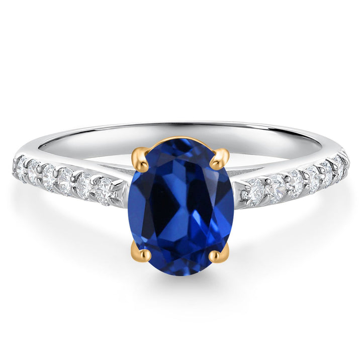 Blue Created Sapphire - September_5_Ring in 10K Two Tone Gold