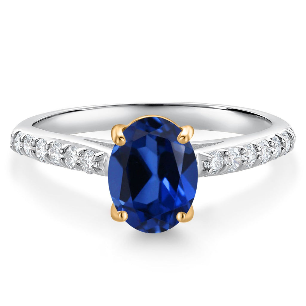 Blue Created Sapphire - September_6_Ring in 10K Two Tone Gold
