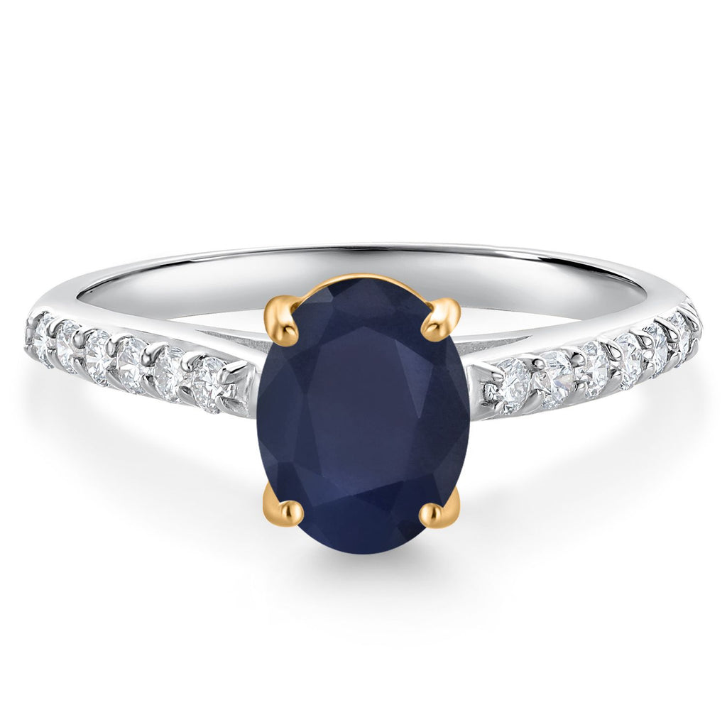 Blue Sapphire - September_8_Ring in 10K Two Tone Gold