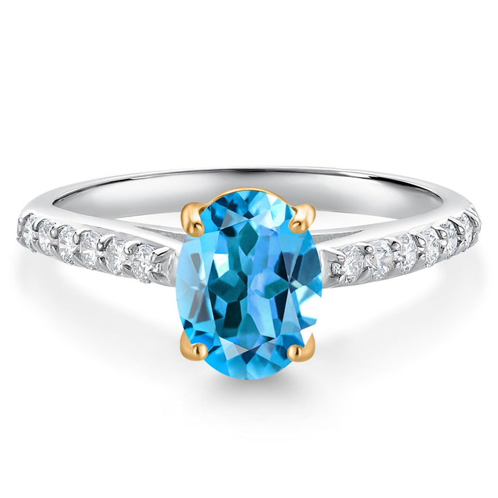 Swiss Blue Topaz - November_5_Ring in 10K Two Tone Gold