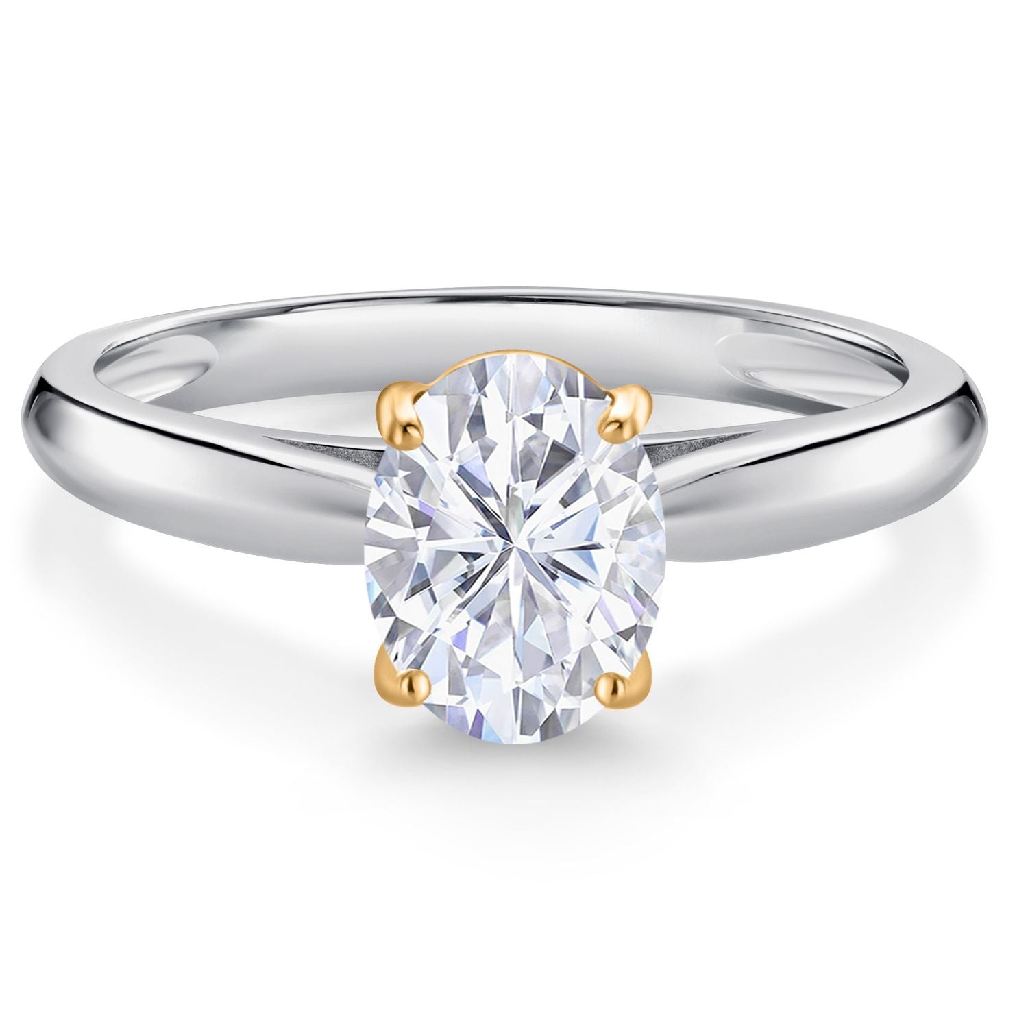 White Moissanite - April_7_Ring in 10K Two Tone Gold