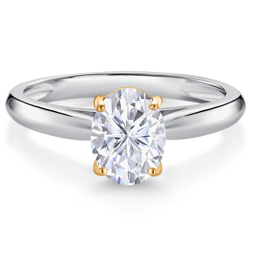 White Moissanite - April_9_Ring in 10K Two Tone Gold