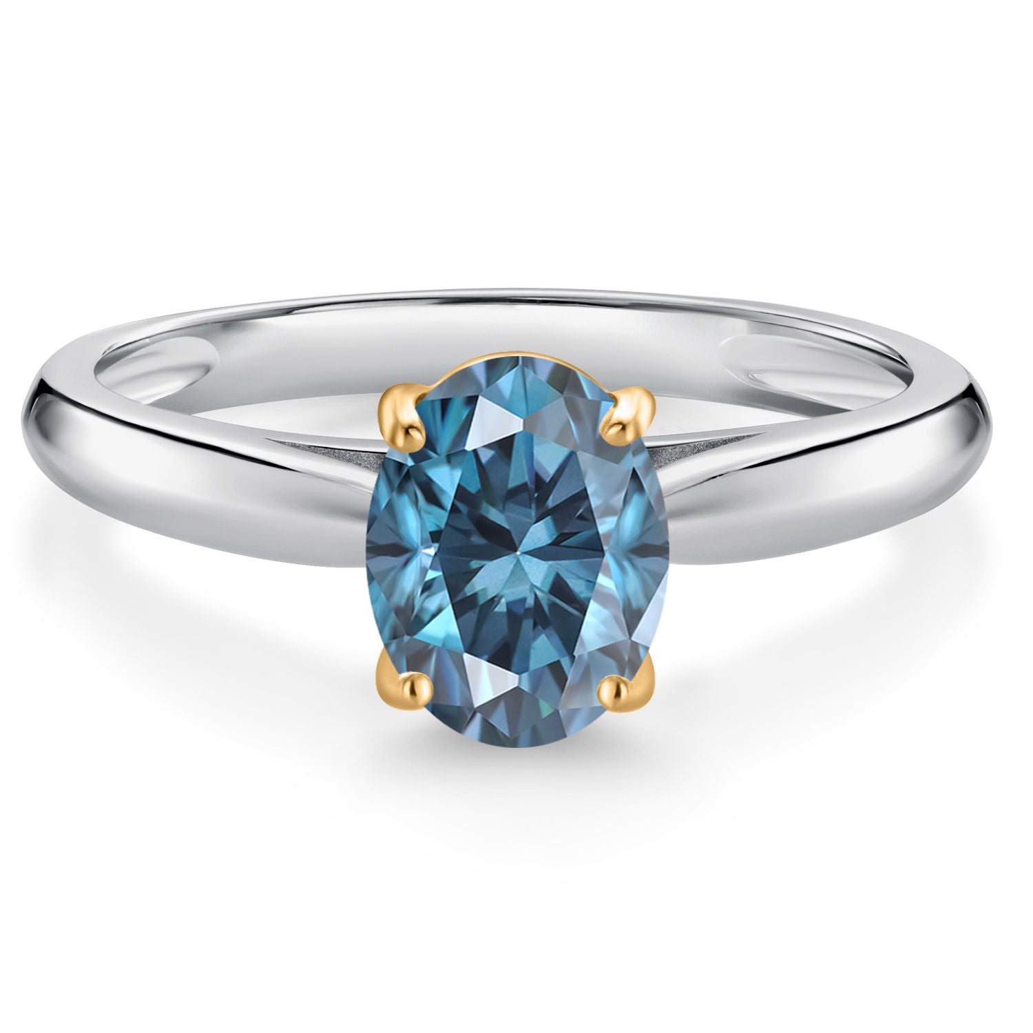 Persian Blue Moissanite - April_6_Ring in 10K Two Tone Gold