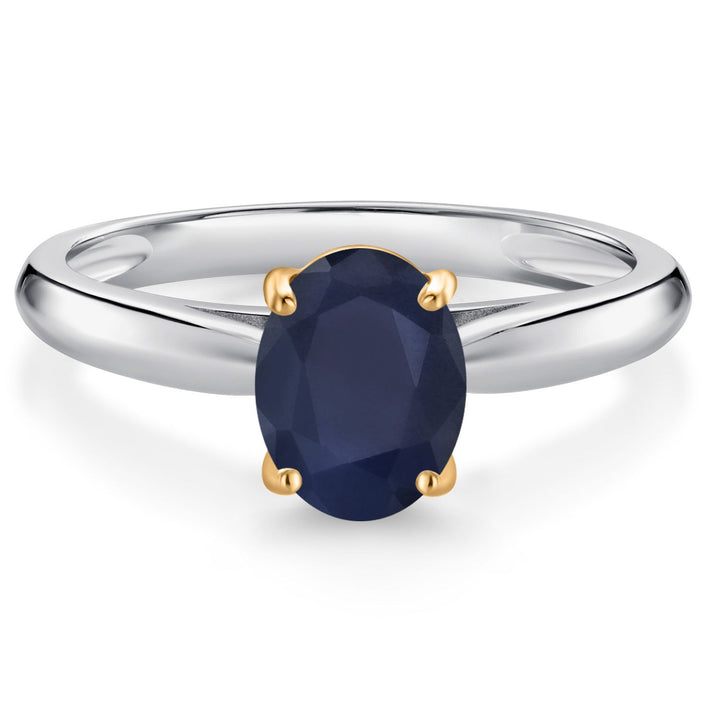 Blue Sapphire - September_9_Ring in 10K Two Tone Gold