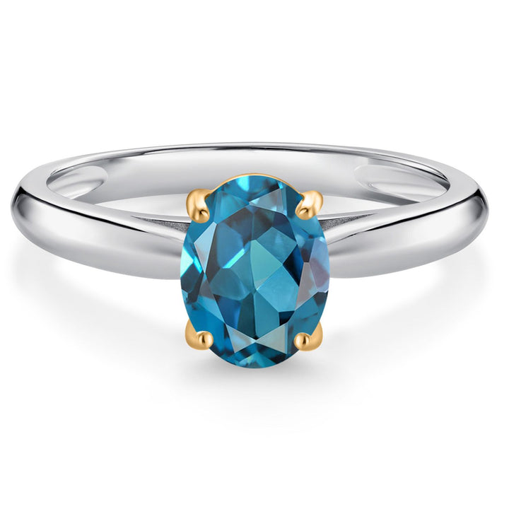 London Blue Topaz - November_8_Ring in 10K Two Tone Gold