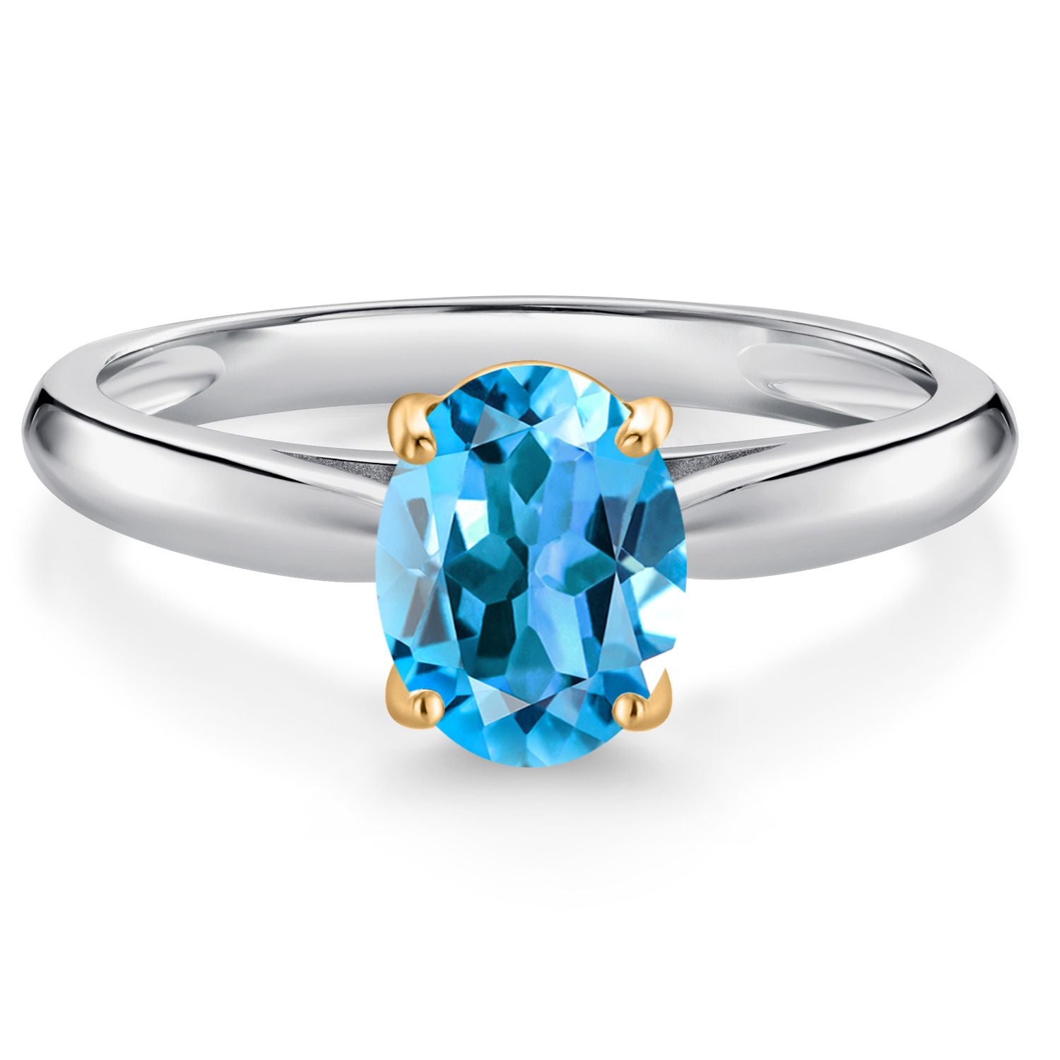 Swiss Blue Topaz - November_9_Ring in 10K Two Tone Gold
