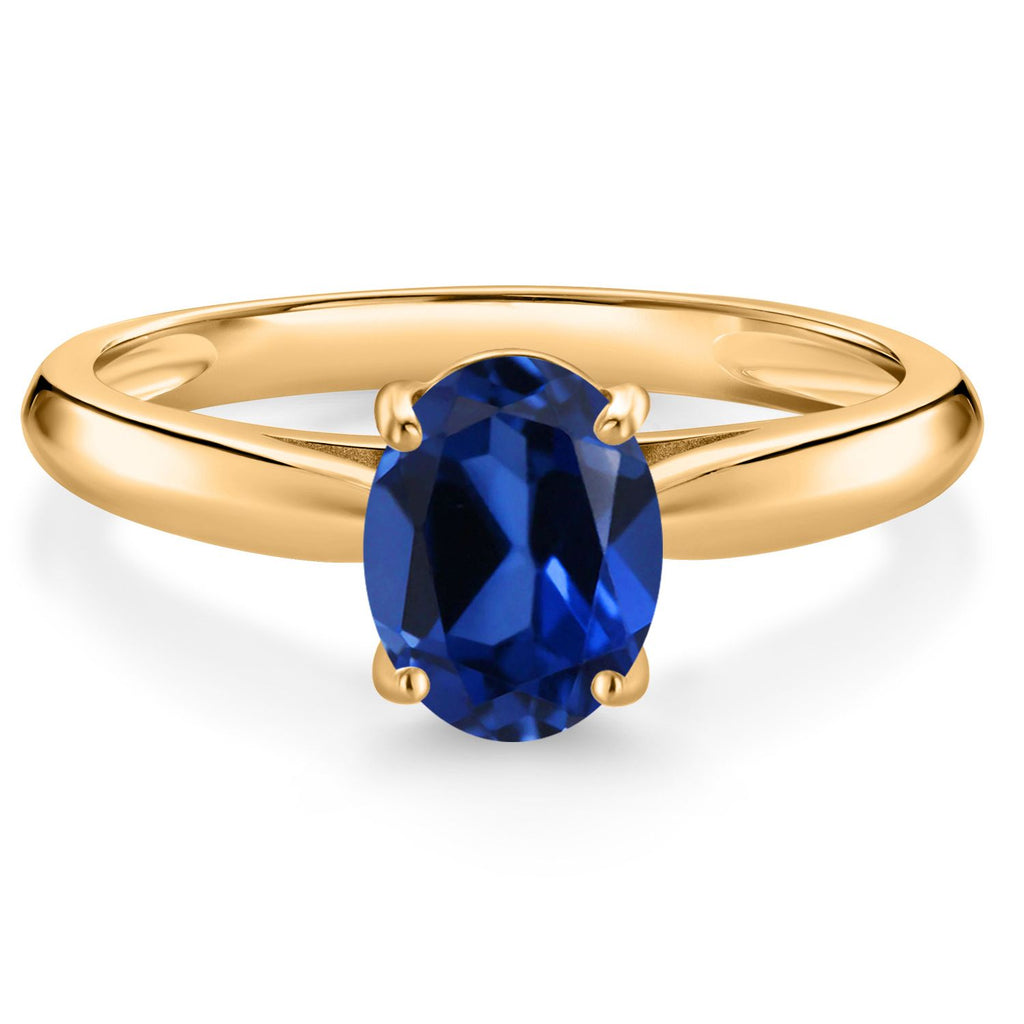 Blue Created Sapphire - September_9_Ring in 10K Yellow Gold
