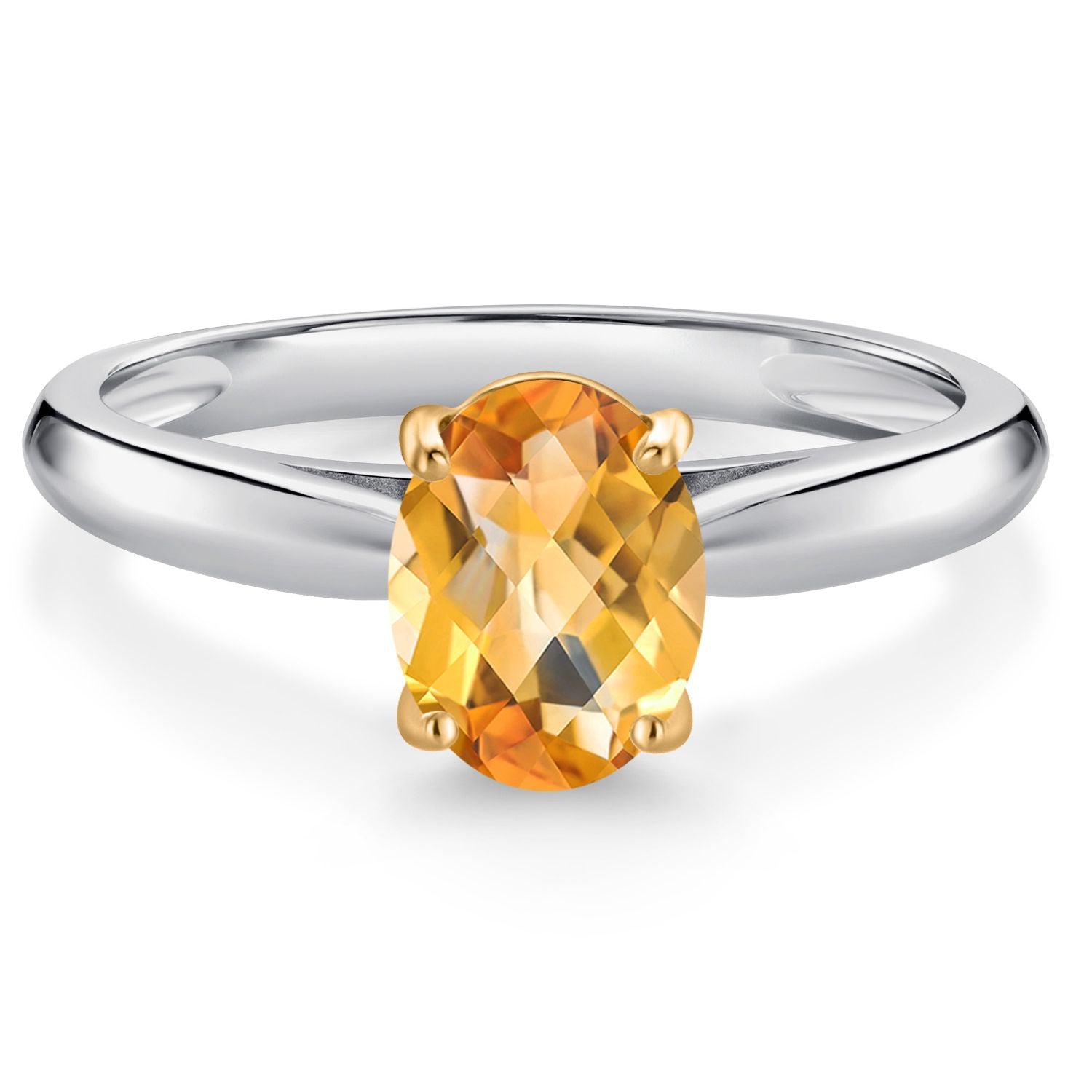 Citrine-Checkerboard - November_6_Ring in 925 Sterling Silver and 10K Yellow Gold