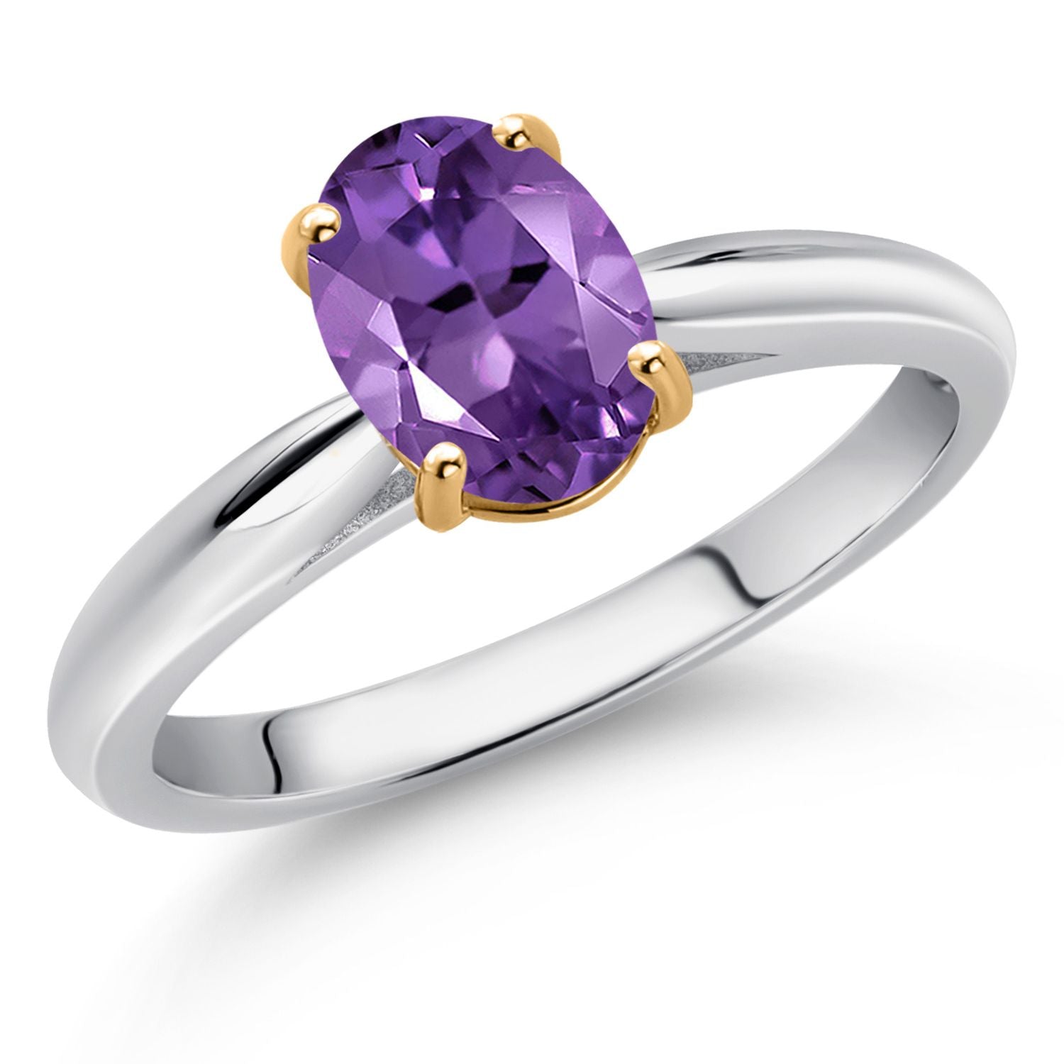 Amethyst - February_6_Ring in 925 Sterling Silver and 10K Yellow Gold
