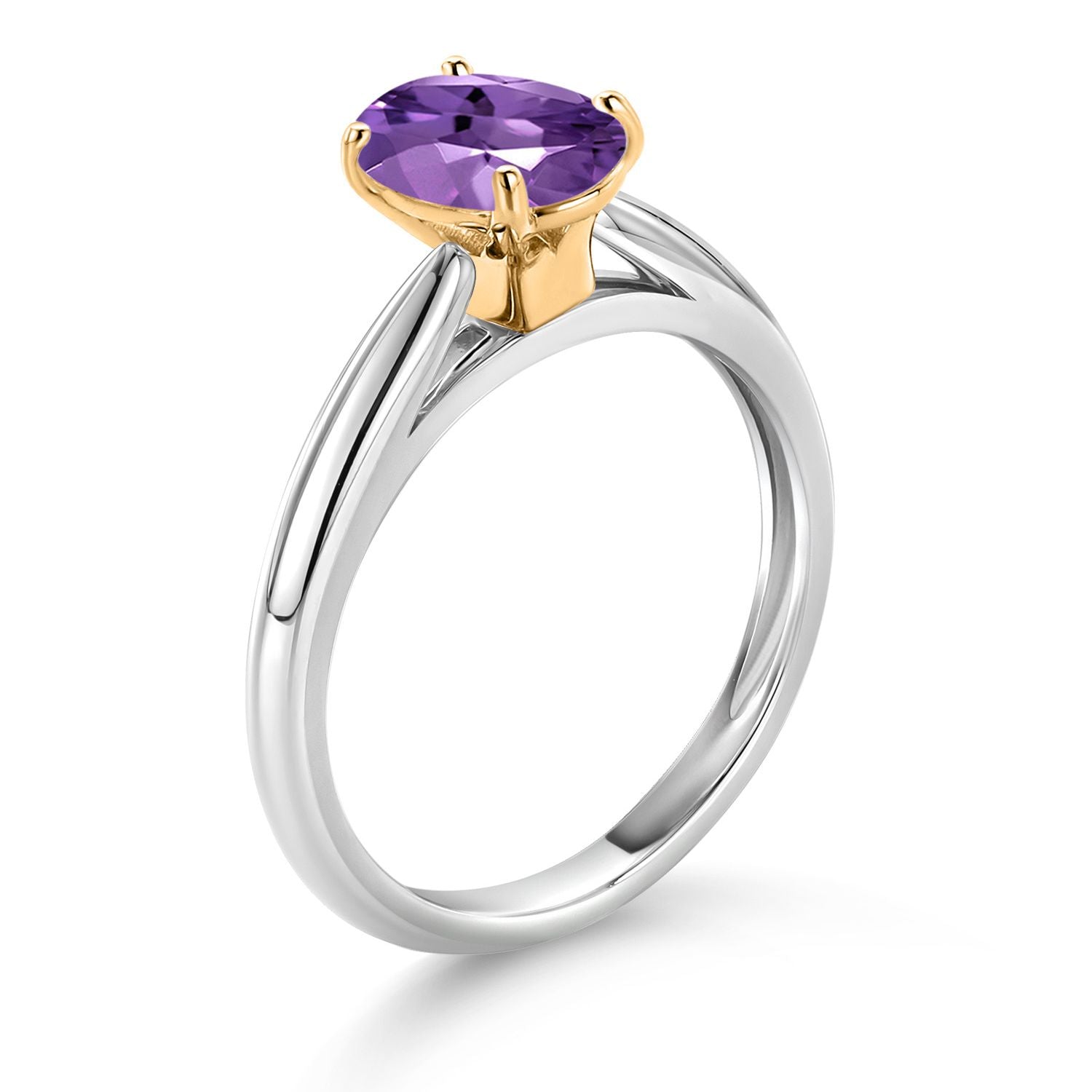 Amethyst - February_6_Ring in 925 Sterling Silver and 10K Yellow Gold