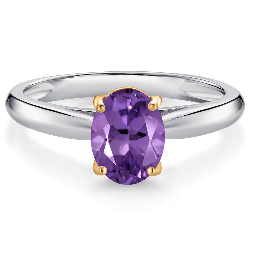 Amethyst - February_9_Ring in 925 Sterling Silver and 10K Yellow Gold