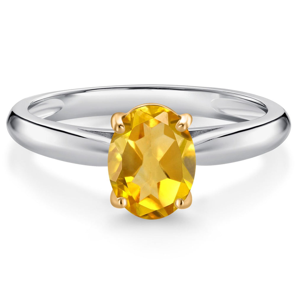 Citrine - November_8_Ring in 925 Sterling Silver and 10K Yellow Gold