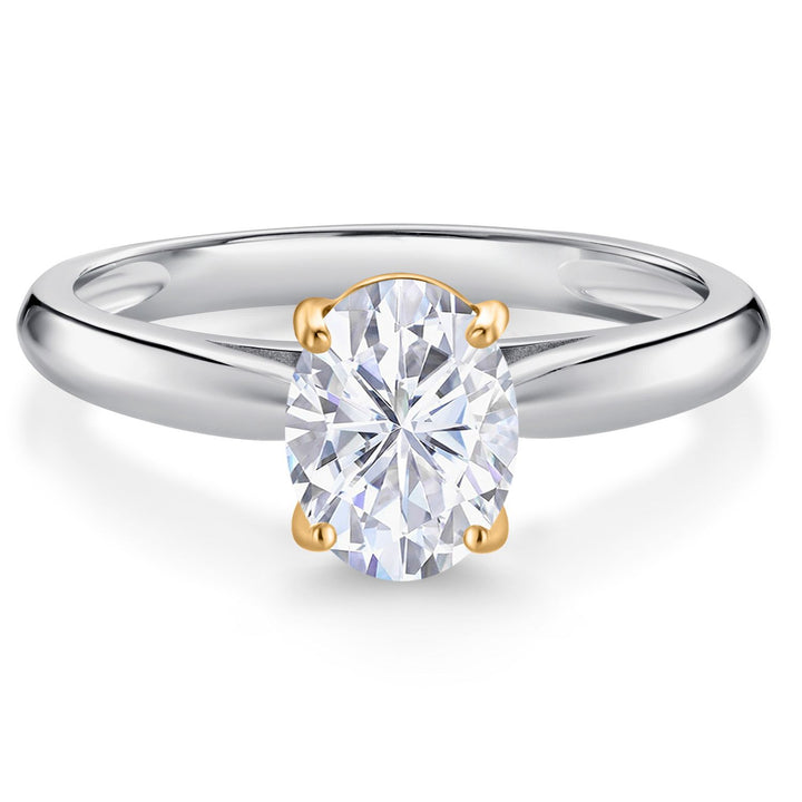 Moissanite - April_5_Ring in 925 Sterling Silver and 10K Yellow Gold