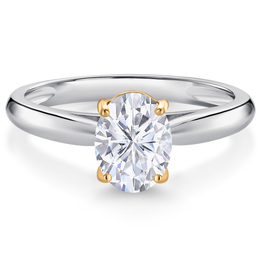 Moissanite - April_6_Ring in 925 Sterling Silver and 10K Yellow Gold