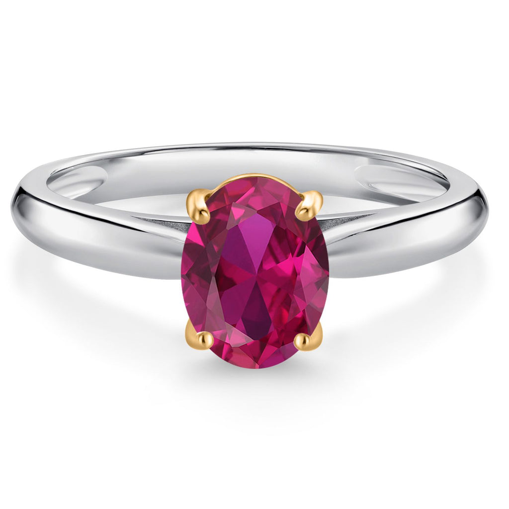Created Ruby - July_8_Ring in 925 Sterling Silver and 10K Yellow Gold