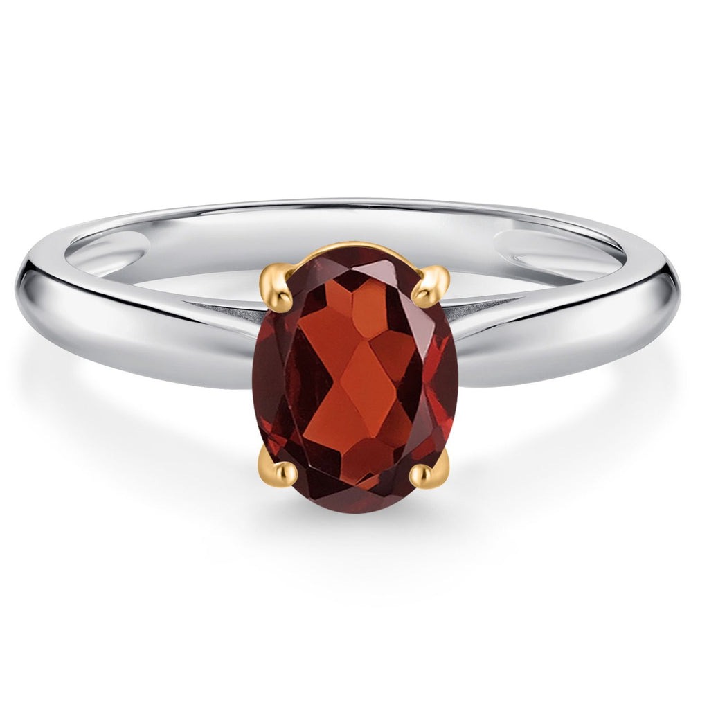 Garnet - January_6_Ring in 925 Sterling Silver and 10K Yellow Gold