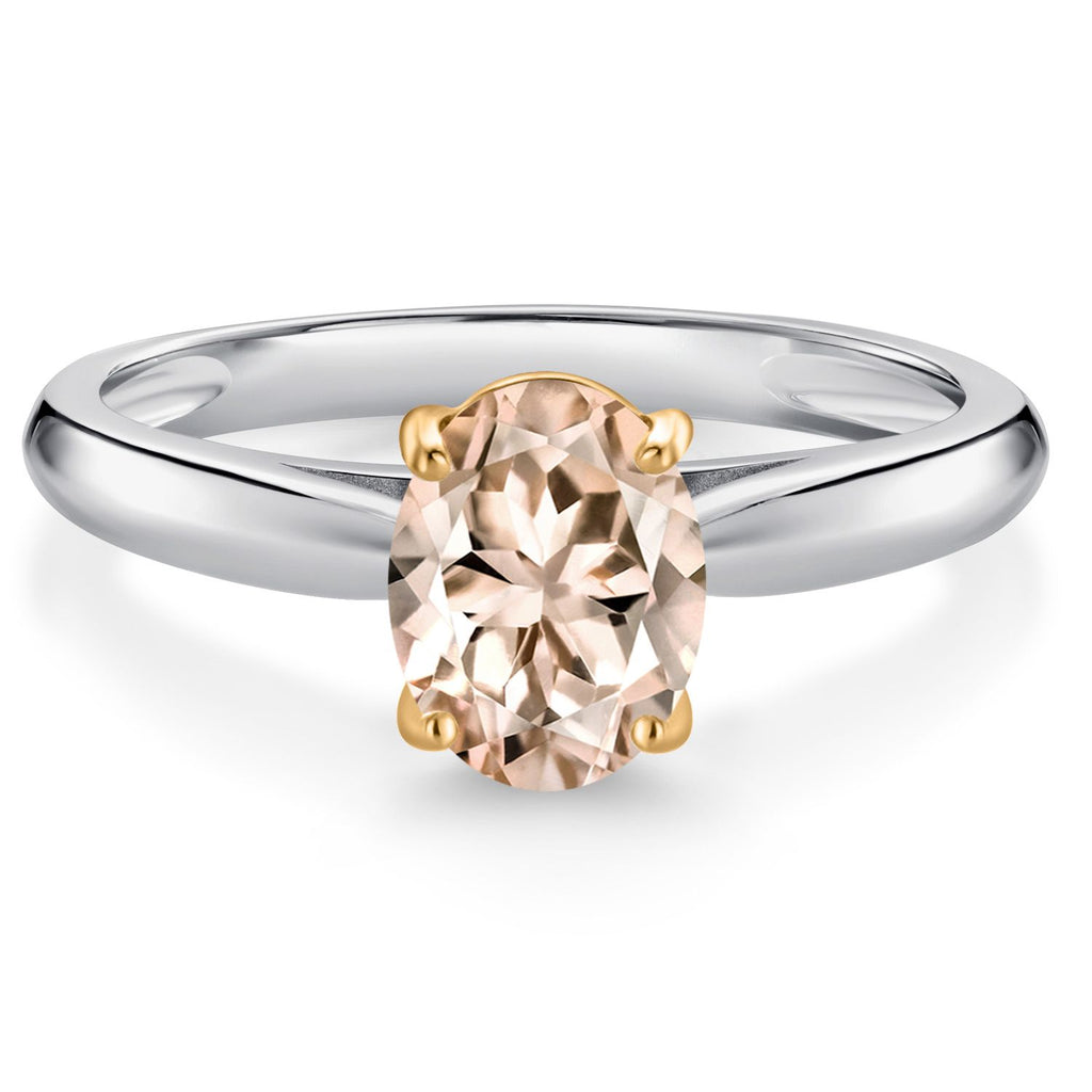 Morganite - October_7_Ring in 925 Sterling Silver and 10K Yellow Gold