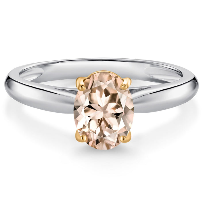 Morganite - October_7_Ring in 925 Sterling Silver and 10K Yellow Gold
