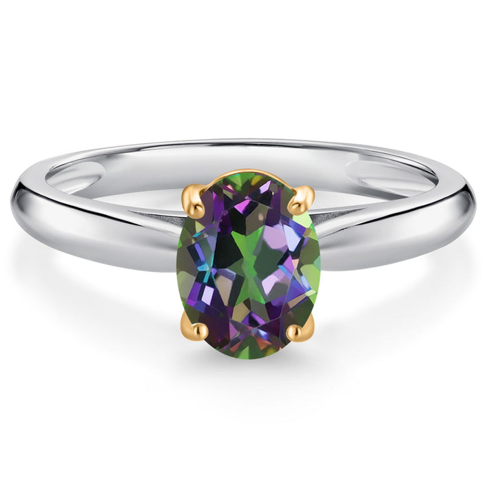 Green Mystic Topaz_8_Ring in 925 Sterling Silver and 10K Yellow Gold