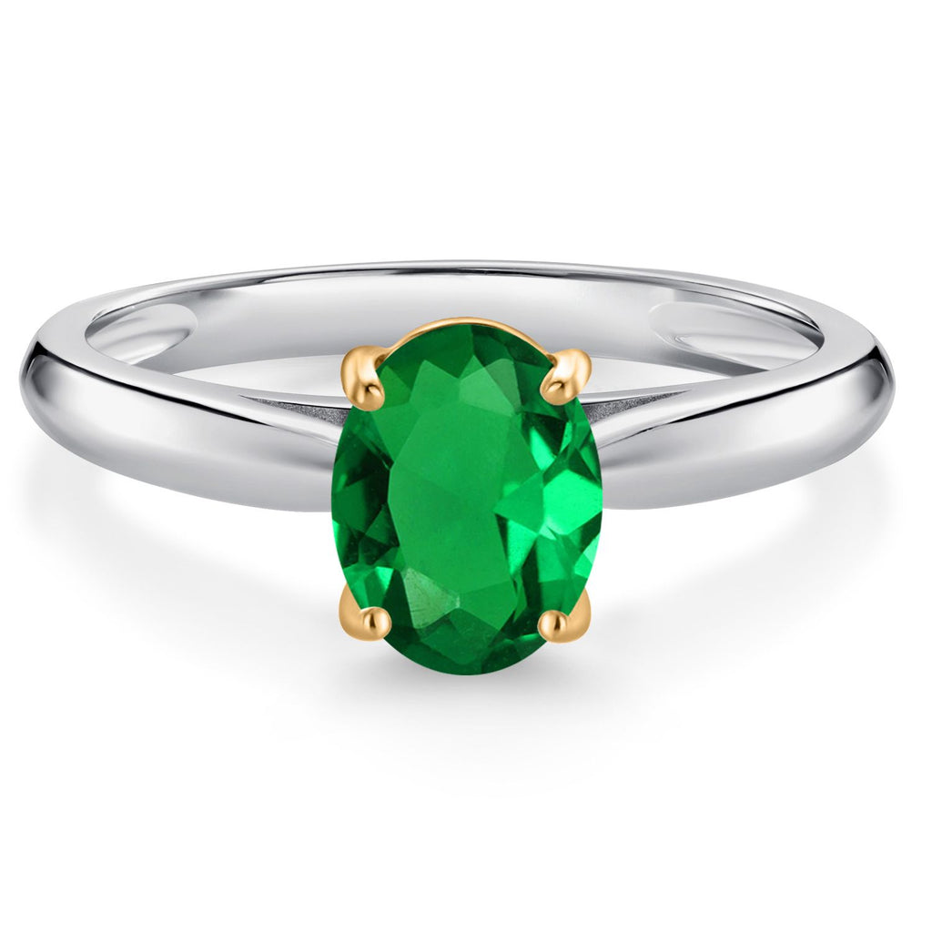 Nano Emerald - May_7_Ring in 925 Sterling Silver and 10K Yellow Gold