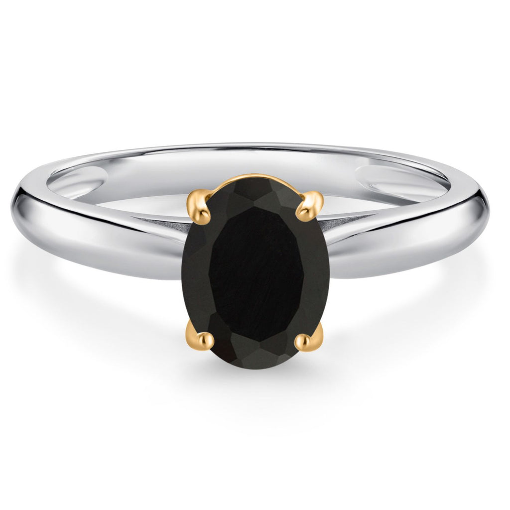 Onyx - December_6_Ring in 925 Sterling Silver and 10K Yellow Gold